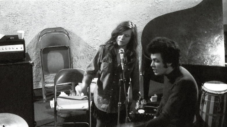 Janis Joplin in a recording studio with guitarist Mike Bloomfield in 1969