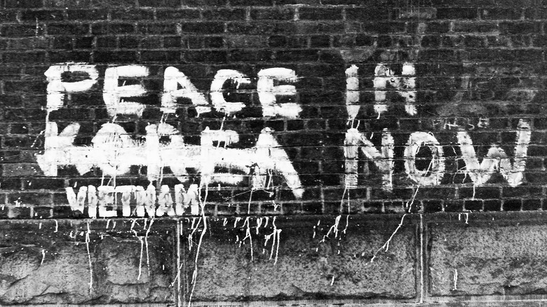 Anti-war graffiti on a wall