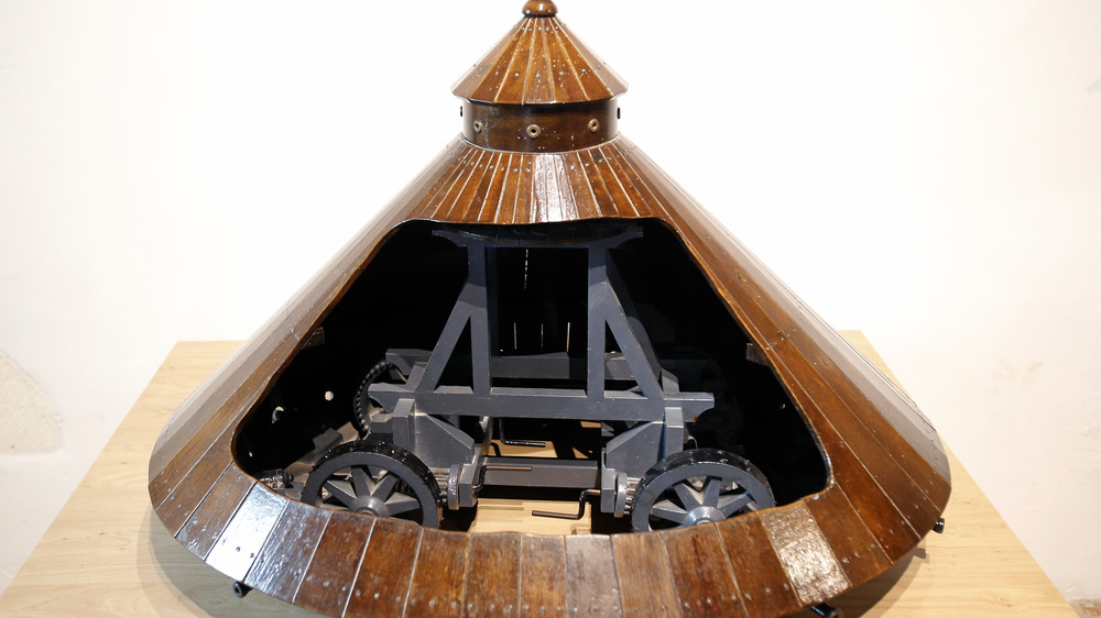 Replica of Leonardo da Vinci's cone-shaped tank