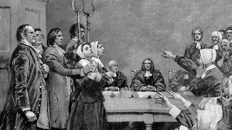 Depiction of a 17th century witch trial 