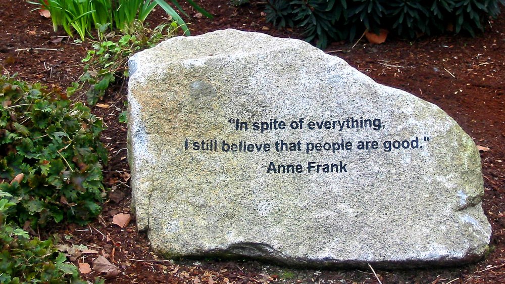 Rock with Anne Frank quote in Seattle, Washington
