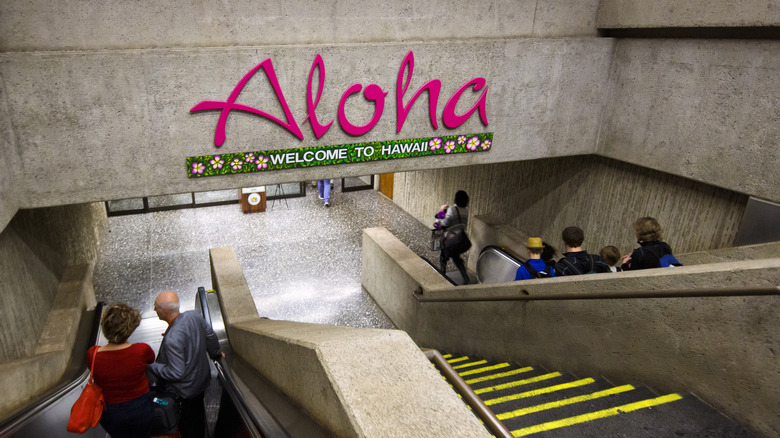 a sign at the Daniel K. Inouye International Airport