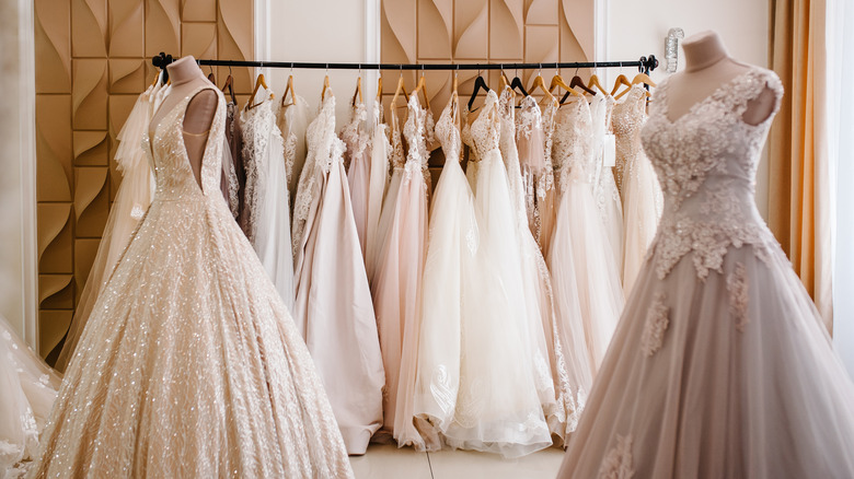 wedding dresses displayed