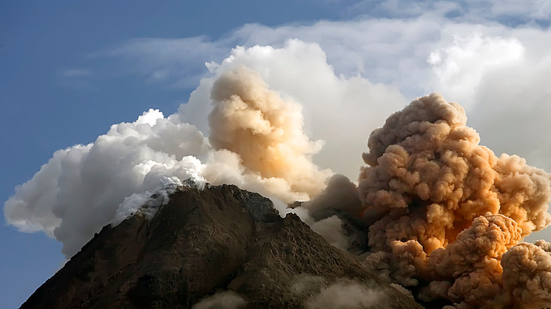 Mount Merapi erupting