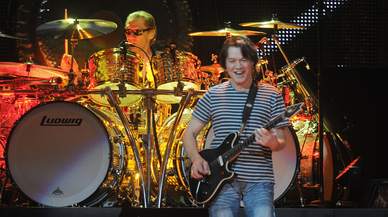 Alex and Eddie Van Halen performing