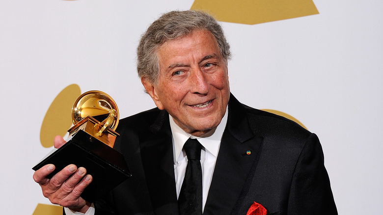 Tony Bennett with Grammy awards