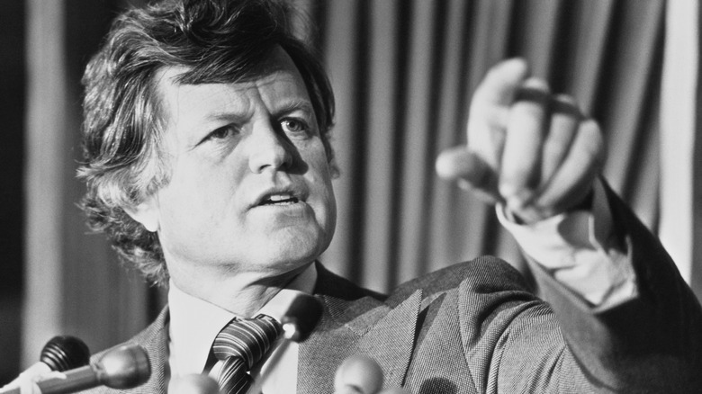 Ted Kennedy takes a question