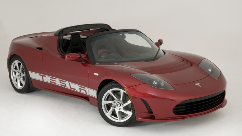 red Tesla Roadster 2010