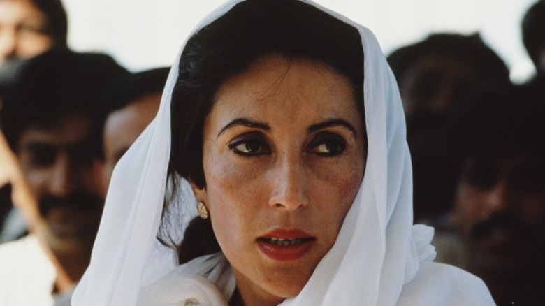 Benazir Bhutto wearing white