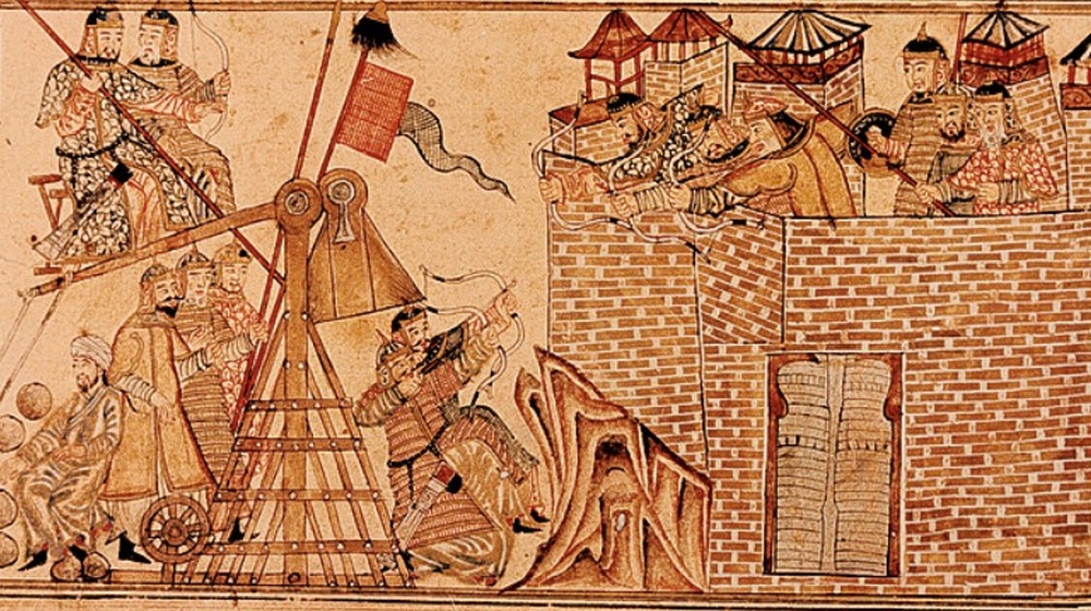 mongol siege of in middle east showing building being attacked