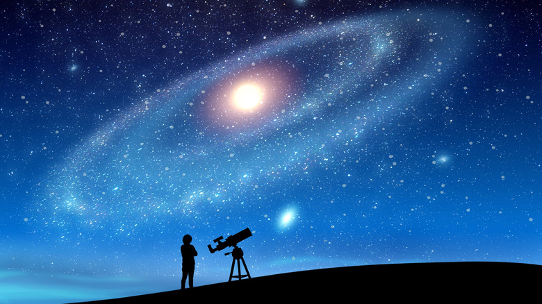 Person with telescope