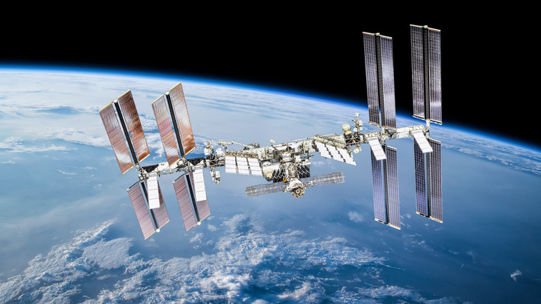 The ISS in orbit around Earth