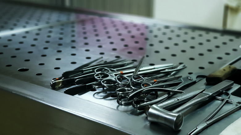 autopsy tools on a table 