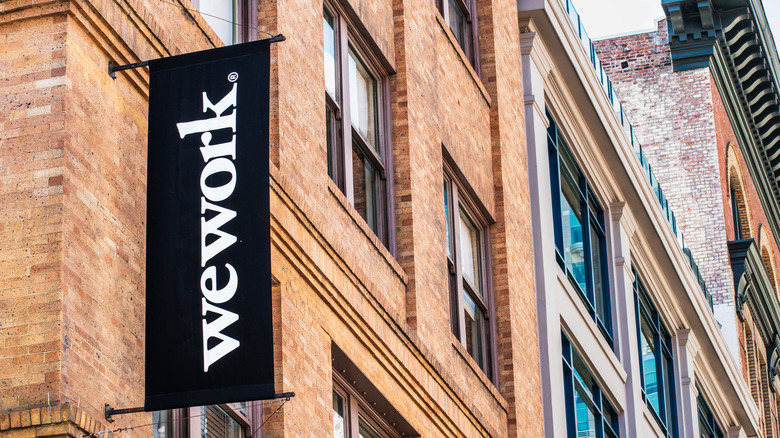 A WeWork sign