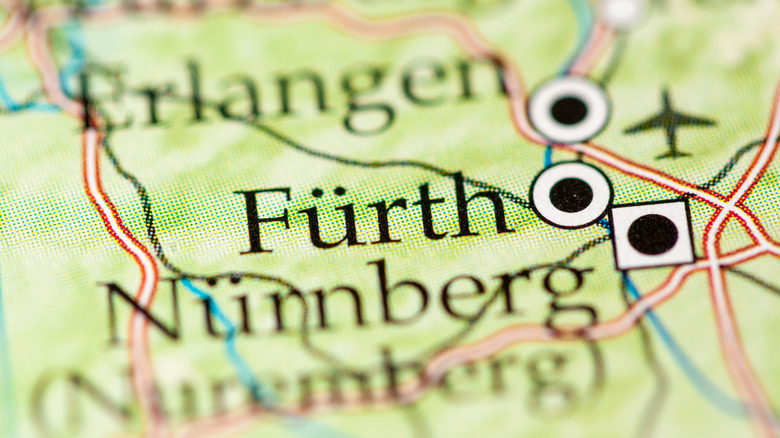 Furth, Germany, on a map