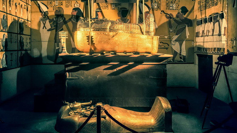 King Tut's sarcophagus on display