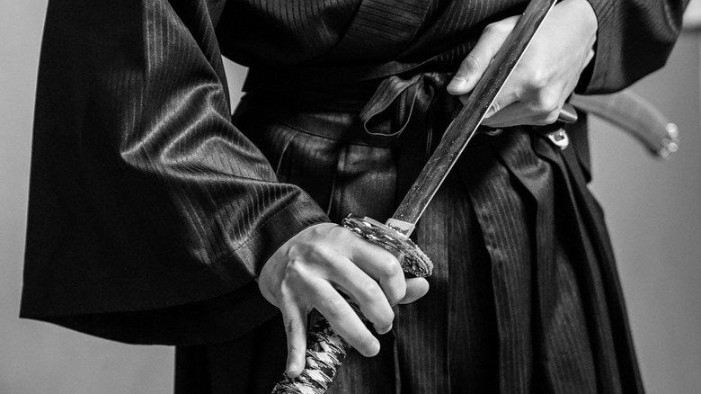 Samurai displaying a sword