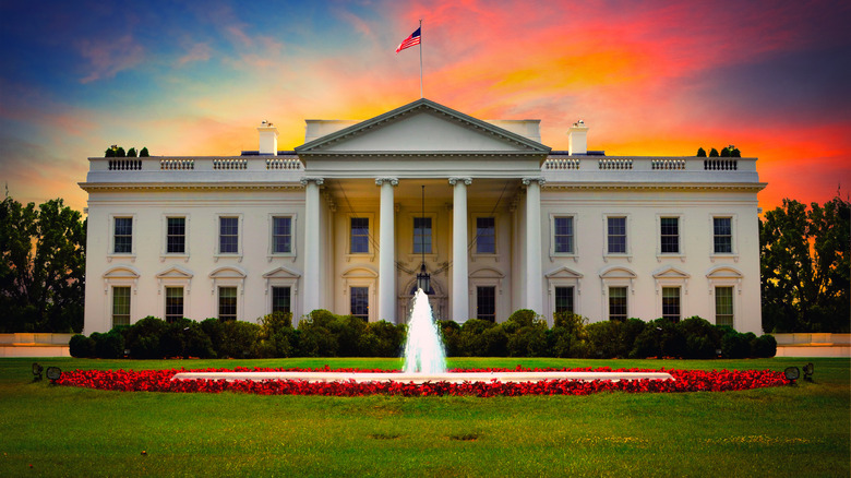 the white house at sunset