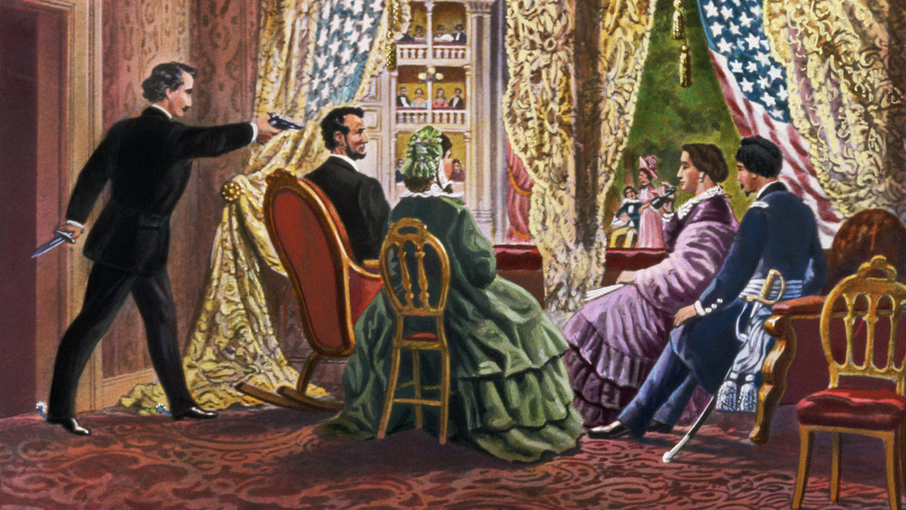 An anonymous artist's rendering of Lincoln's assassination