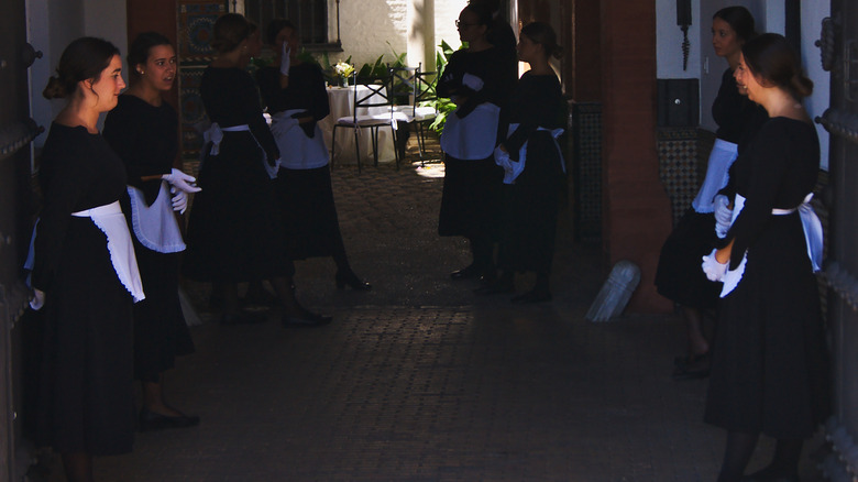 Country house maids in formation