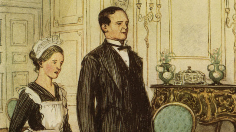 Illustration of maid and butler