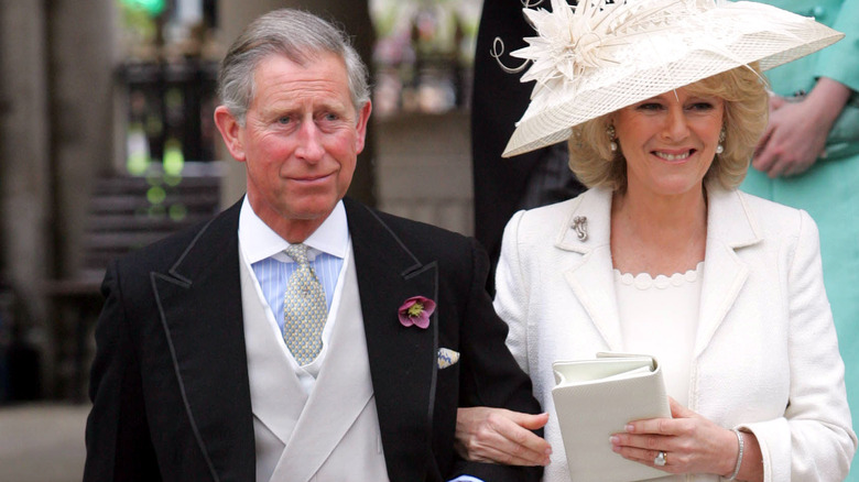 Prince Charles and Camilla Parker Bowles wedding holding arms