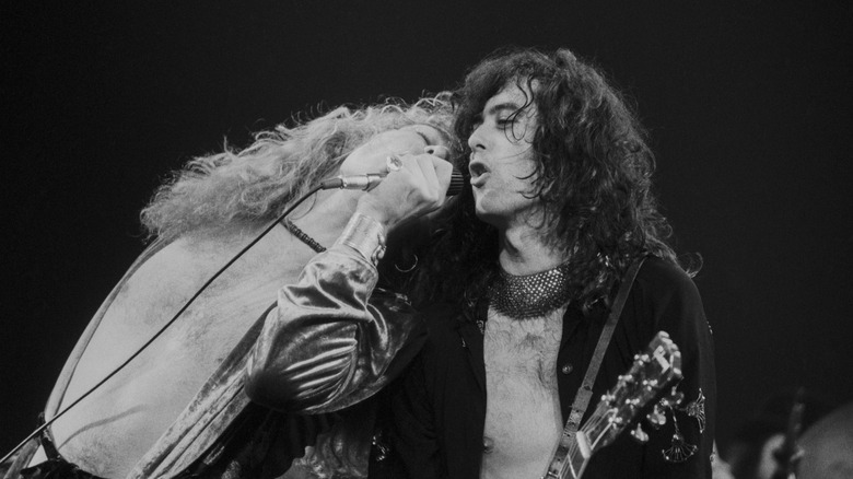 Robert Plant and Jimmy Page onstage