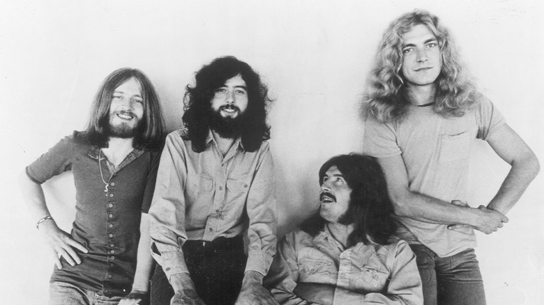 Led Zeppelin posing for photo in 1970