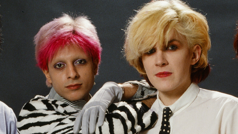 Mick Karn and David Sylvian grinning