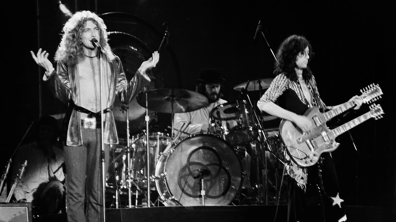 Robert Plant and Jimmy Page onstage