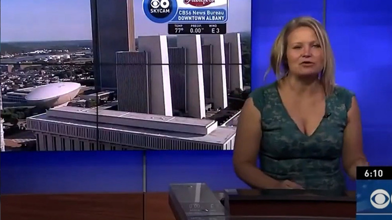 Heather Kovar delivering news while drunk