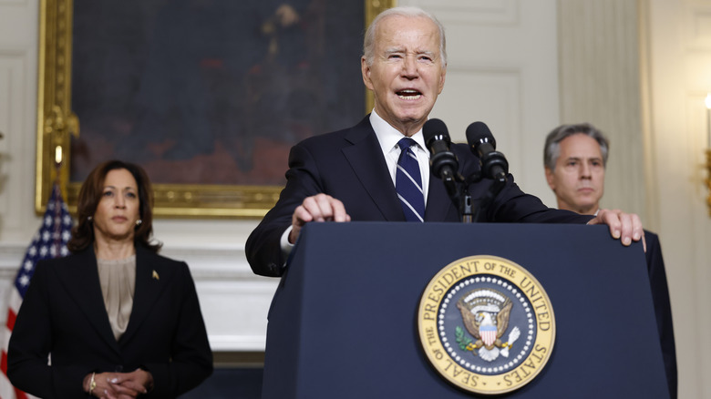 Joe Biden lectern Kamala Harris