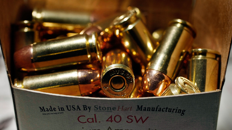 A box of 40 caliber bullets