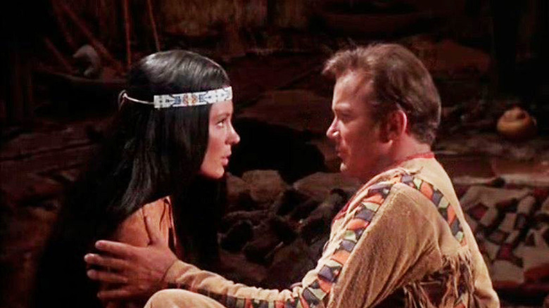 Kirk and a Native American woman in Star Trek's "The Paradise Syndrome"