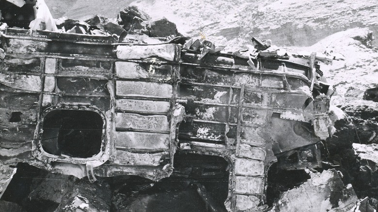 The damaged remains of TWA Flight 2