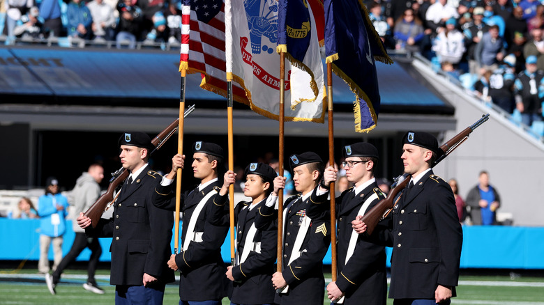 Color guard salutes