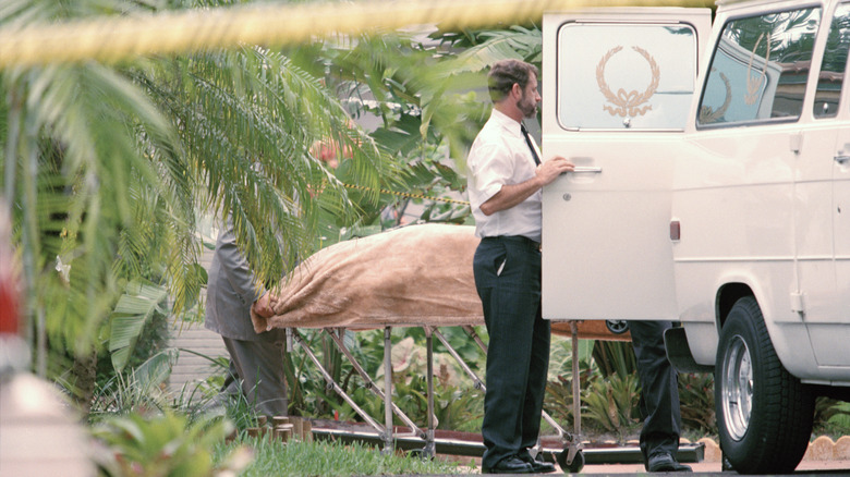 Gianni Versace's body coroner's van