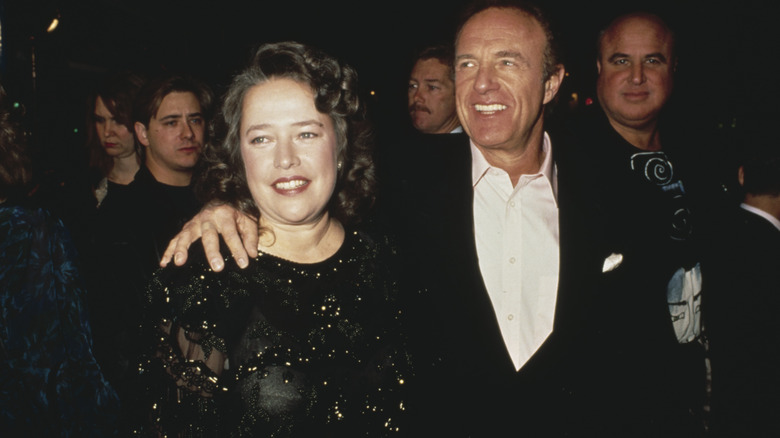 Kathy Bates and James Caan at the premiere of 'Misery'