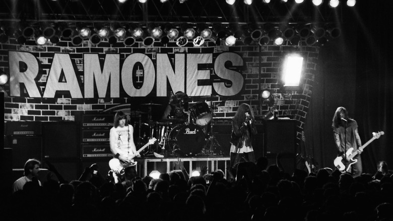 the Ramones performing on stage band logo