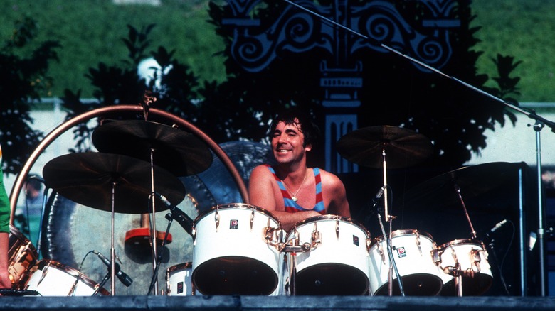 Keith Moon with drum kit