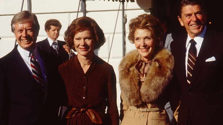 Rosalynn and Jimmy Carter with Nancy and Ronald Reagan