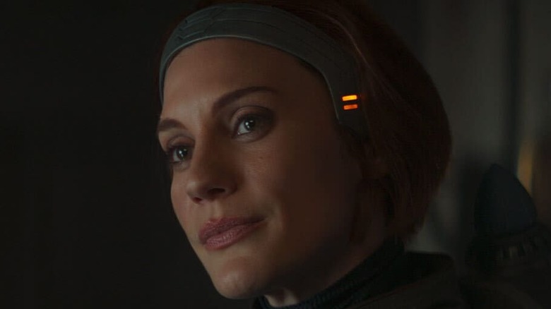 Katee Sackhoff smiling illuminated headband