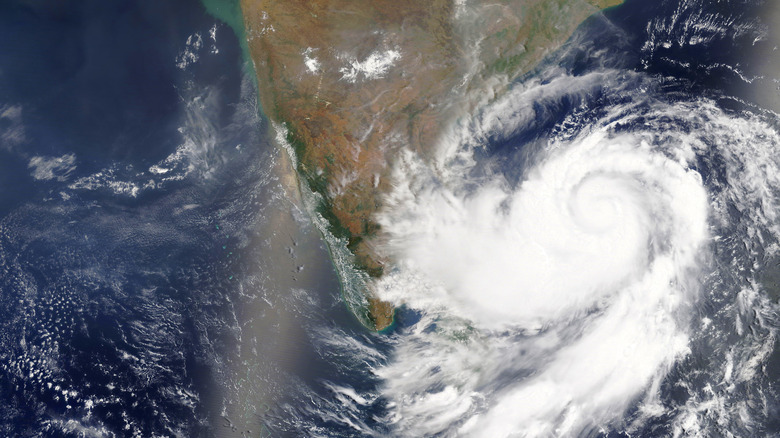 Satellite view of Hurricane Fani approaching India in 2019