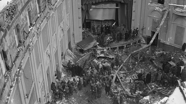 Arial view of the Knickerbocker Theatre's collapsed roof