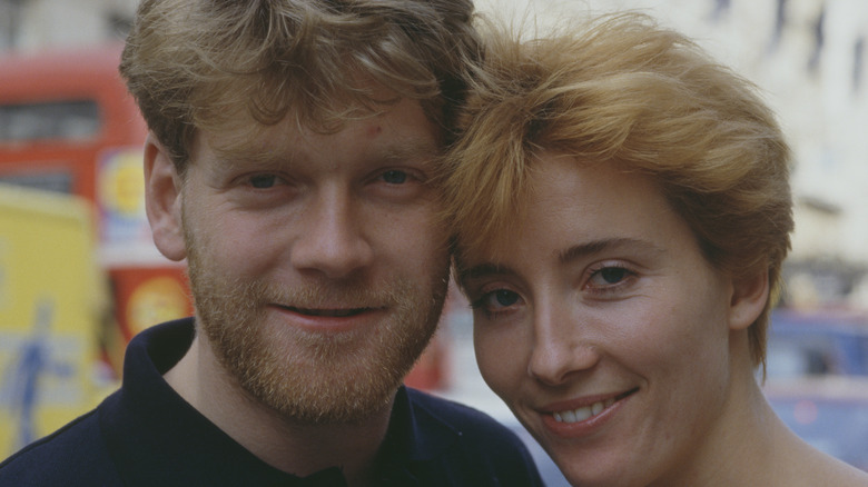 Young Emma Thompson and young Kenneth Branagh smiling