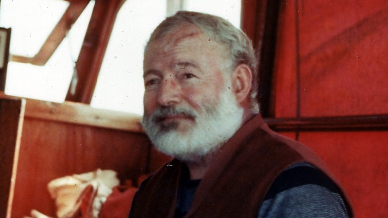 Ernest Hemingway red background