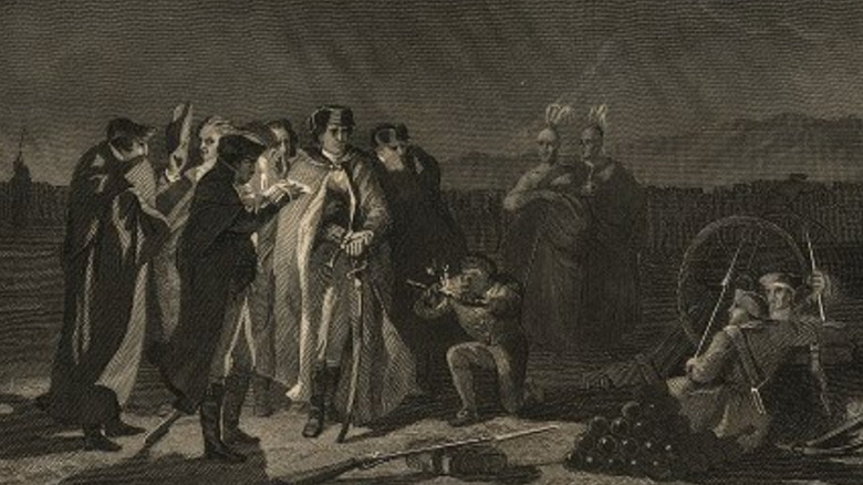 Engraving of George Washington at Fort Necessity