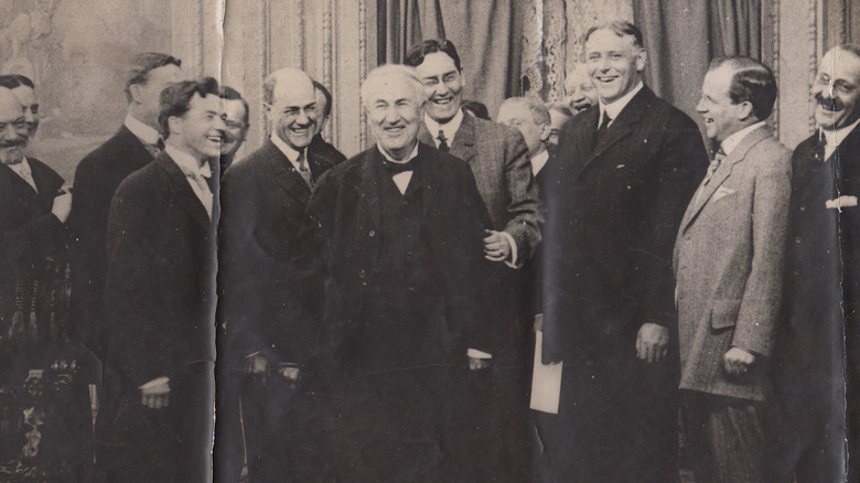 Thomas Edison smiling with licensees of Motion Picture Patents Co.