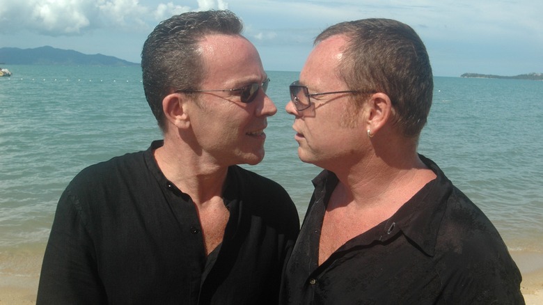 robin and ali campbell of ub40 on a beach