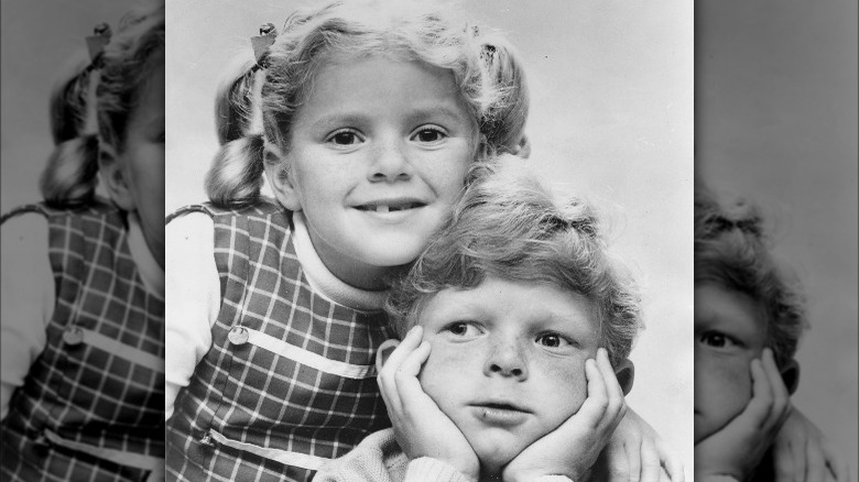 Anissa Jones posing with Johnny Whitaker